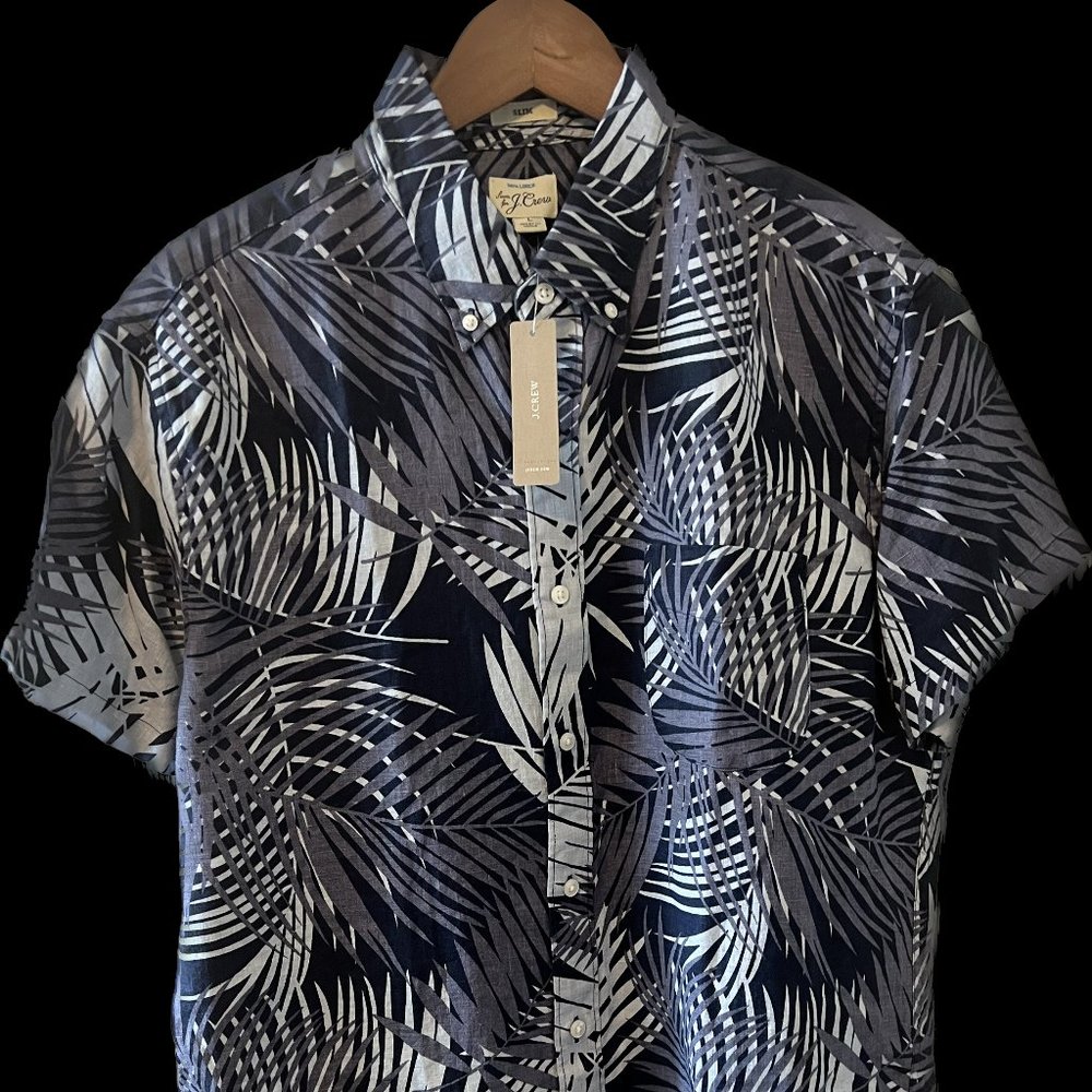 🌴 Tropical 100% Linen J.Crew Button Down | Slim Fit Men's L |  New w Tags 🌴